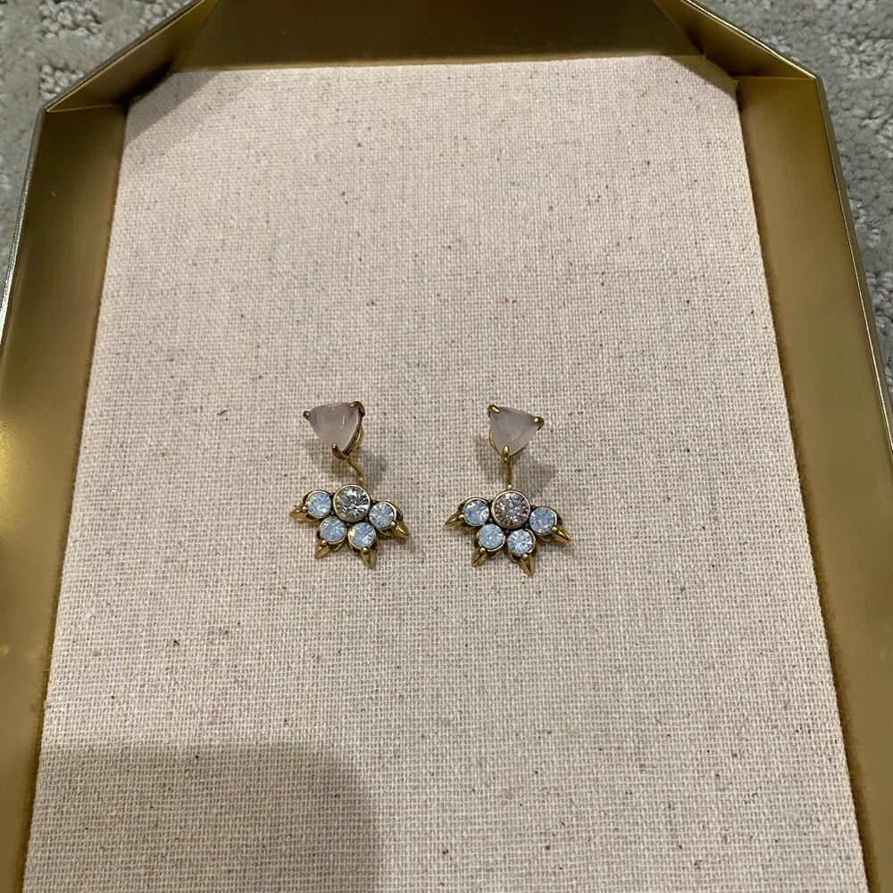 Stella and Dot earrings with crystal pink 2 in 1